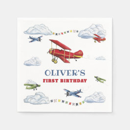 vliegtuigvliegtuig eerste verjaardag servetten