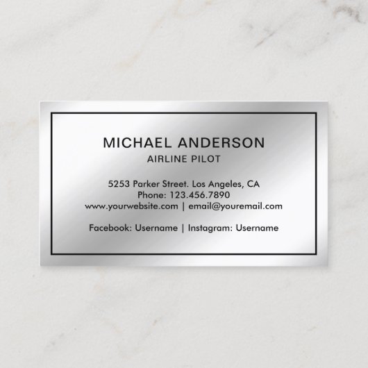 Vliegtuigvliegtuig met Vliegtuig van metallisch st Visitekaartje (Achterkant)