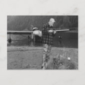 Vliegtuigvliegtuig met  vliegveld briefkaart (Voorkant)