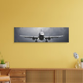 Vliegtuigvliegtuig met wolken panoramisch canvas (Insitu (Woonkamer))