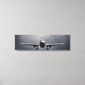 Vliegtuigvliegtuig met wolken panoramisch canvas (Voorkant)