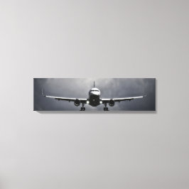 Vliegtuigvliegtuig met wolken panoramisch canvas