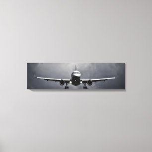 Vliegtuigvliegtuig met wolken panoramisch canvas afdruk