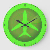 Vliegtuigvliegtuig Radar Airport Jet Plane Grote Klok (Voorkant)
