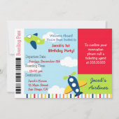 Vliegtuigvliegtuig Ticket Birthday Party Uitnodigi Kaart (Voorkant)