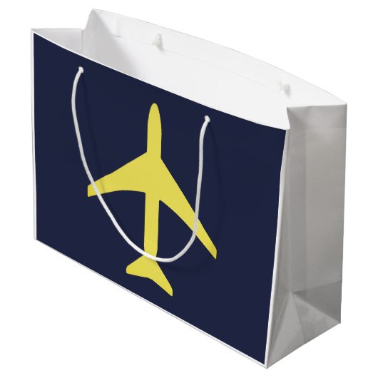 Vliegtuigvlucht met minimalistisch vliegtuig groot cadeauzakje (Achterkant Gekanteld)