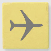 Vliegtuigvlucht met minimalistisch vliegtuig stenen onderzetter (Voorkant)