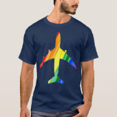 Vliegtuigvlucht voor regenboogkap t-shirt (Voorkant)