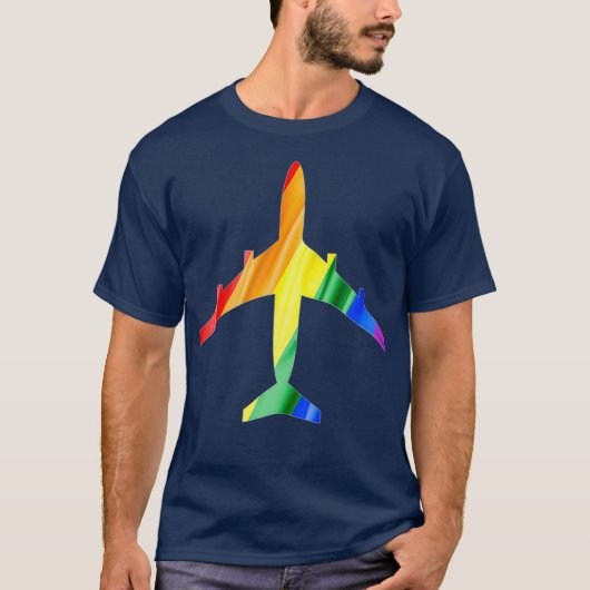Vliegtuigvlucht voor regenboogkap t-shirt (Voorkant)