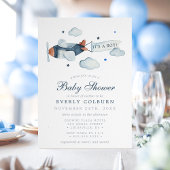  vliegtuigWaterverf Het is een Baby shower van een Kaart