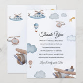 vliegtuigwolken Baby shower Hartelijk dank Kaart (Voorkant / Achterkant)