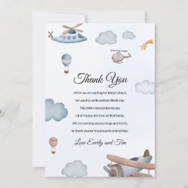 vliegtuigwolken Baby shower Hartelijk dank Kaart