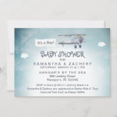 *~*  Vliegtuigwolken Banner Baby Boy Shower Kaart (Achterkant)