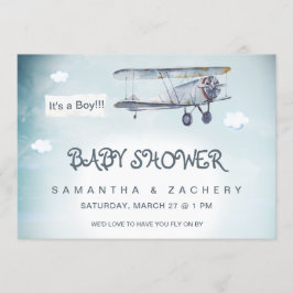*~*  Vliegtuigwolken Banner Baby Boy Shower Kaart