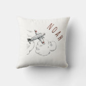 Vliegtuigwolken Kinder piloot  naam Kussen (Achterkant)