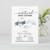 Vliegtuigwolken Zigzag Virtual Baby shower Kaart (Staand voorkant)