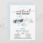 Vliegtuigwolken Zigzag Virtual Baby shower Kaart (Voorkant / Achterkant)