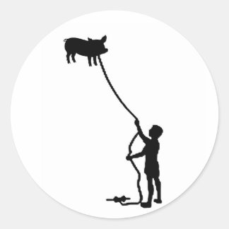 vliegvarken ronde sticker