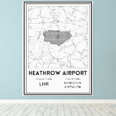 Vliegveld Heathrow Stadsplattegrond Canvas Afdruk (Insitu (Houten vloer))