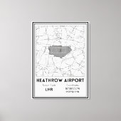 Vliegveld Heathrow Stadsplattegrond Canvas Afdruk (Voorkant)