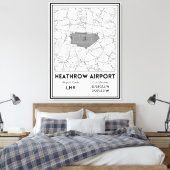 Vliegveld Heathrow Stadsplattegrond Canvas Afdruk (Insitu (Slaapkamer))