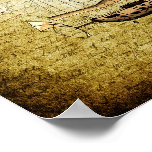  vliegveld Steampunk Poster (Hoek)
