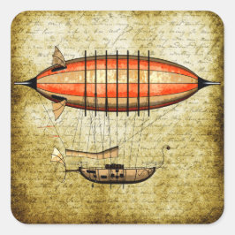  vliegveld Steampunk Vierkante Sticker