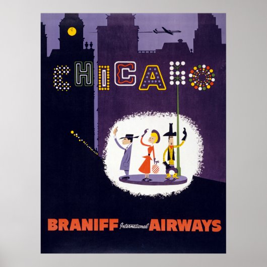 vliegveld Windy City Chicago Travel Poster (Voorkant)