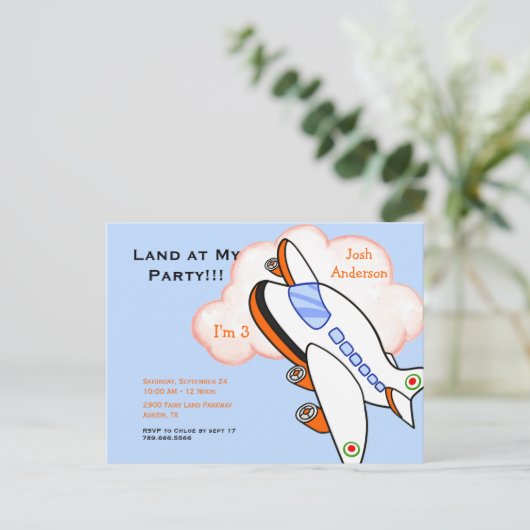 Vliegverbod in mijn geboortedag blauw uitnodiging briefkaart (Staand voorkant)