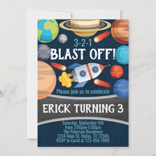 Vliegverbod op ruimtevaartplank - uitnodiging op z (Voorkant)