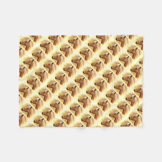 Vliegverbod voor bruine en goudpaarden fleece deken (Voorkant (Horizontaal))