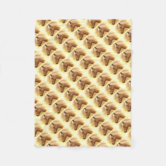 Vliegverbod voor bruine en goudpaarden fleece deken (Voorkant)