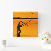 Vliegvissen afbeelding voor Square-Wall-Clock Vierkante Klok (Huis)