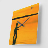 Vliegvissen afbeelding voor Square-Wall-Clock Vierkante Klok (Hoek)
