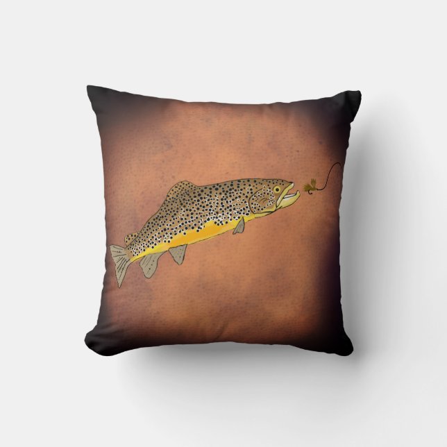 Vliegvissen Beekbruine Forel Kussen (Voorkant)