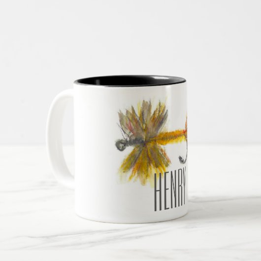 Vliegvissen gepersonaliseerde mok (Voorkant links)