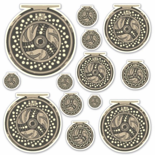 Vliegvissen haspel kunst visser visvrouw sticker (Voorkant)