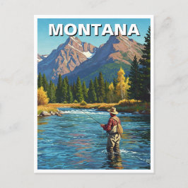 Vliegvissen in Montana Yellowstone River Briefkaart