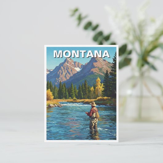 Vliegvissen in Montana Yellowstone River Briefkaart (Staand voorkant)