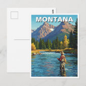 Vliegvissen in Montana Yellowstone River Briefkaart (Voorkant / Achterkant)