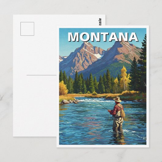 Vliegvissen in Montana Yellowstone River Briefkaart (Voorkant / Achterkant)