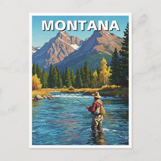 Vliegvissen in Montana Yellowstone River Briefkaart (Voorkant)
