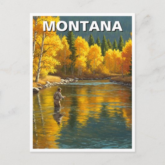 Vliegvissen in Montana Yellowstone River Briefkaart (Voorkant)