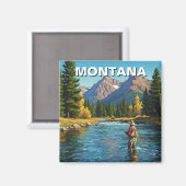 Vliegvissen in Montana Yellowstone River Magneet (Voorkant / Achterkant)