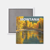 Vliegvissen in Montana Yellowstone River Magneet (Voorkant / Achterkant)