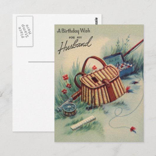 vliegvissen | Man Verjaardag Vintage Briefkaart (Voorkant / Achterkant)