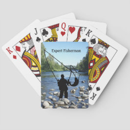 Vliegvissen met visser in stroom Personaliseer Pokerkaarten