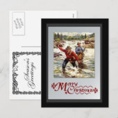 Vliegvissen op de rivier feestdagenkaart (Voorkant / Achterkant)