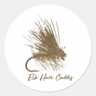 Vliegvissen Vintage Elk Hair Caddis Tekening Ronde Sticker
