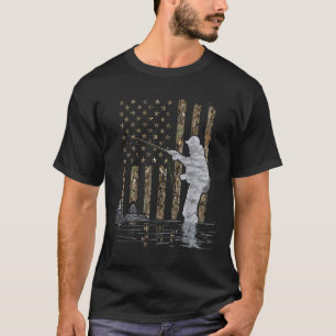 Vliegvissen Visser Amerikaanse Vlag Camouflage Vli T-shirt